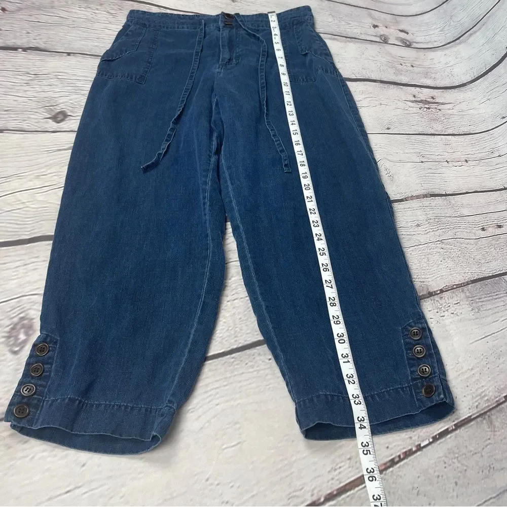 SOFT SURROUNDINGS women's soft blue tencel denim button cropped pants, size S P - Picture 12 of 13